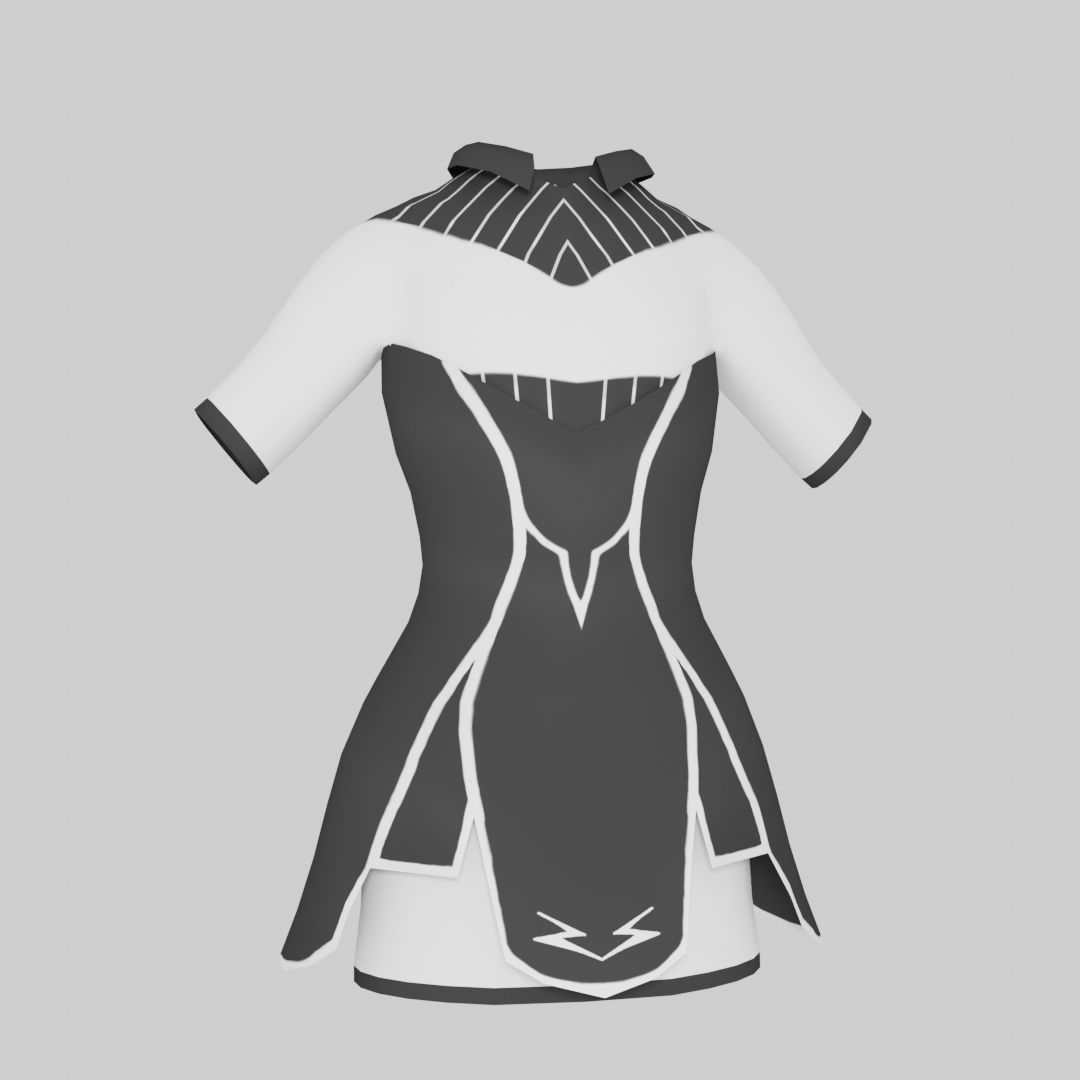 School Girl Dress Low-poly 3D model_2