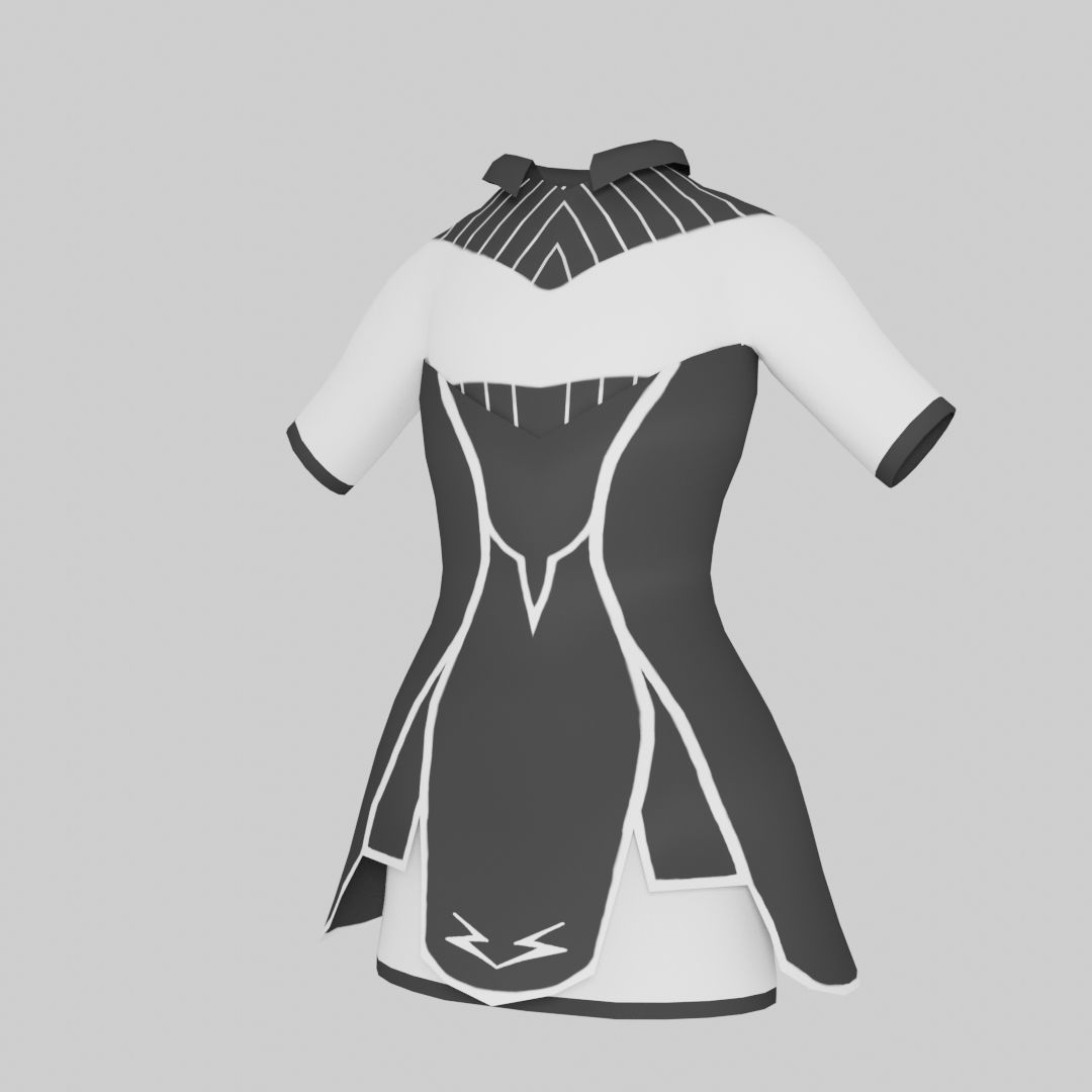 School Girl Dress Low-poly 3D model_35