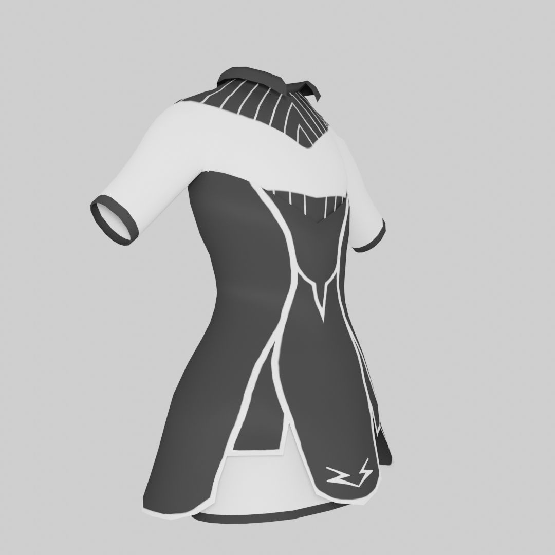 School Girl Dress Low-poly 3D model_5