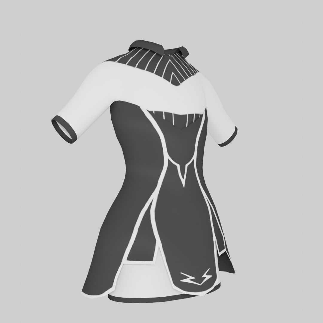 School Girl Dress Low-poly 3D model_4