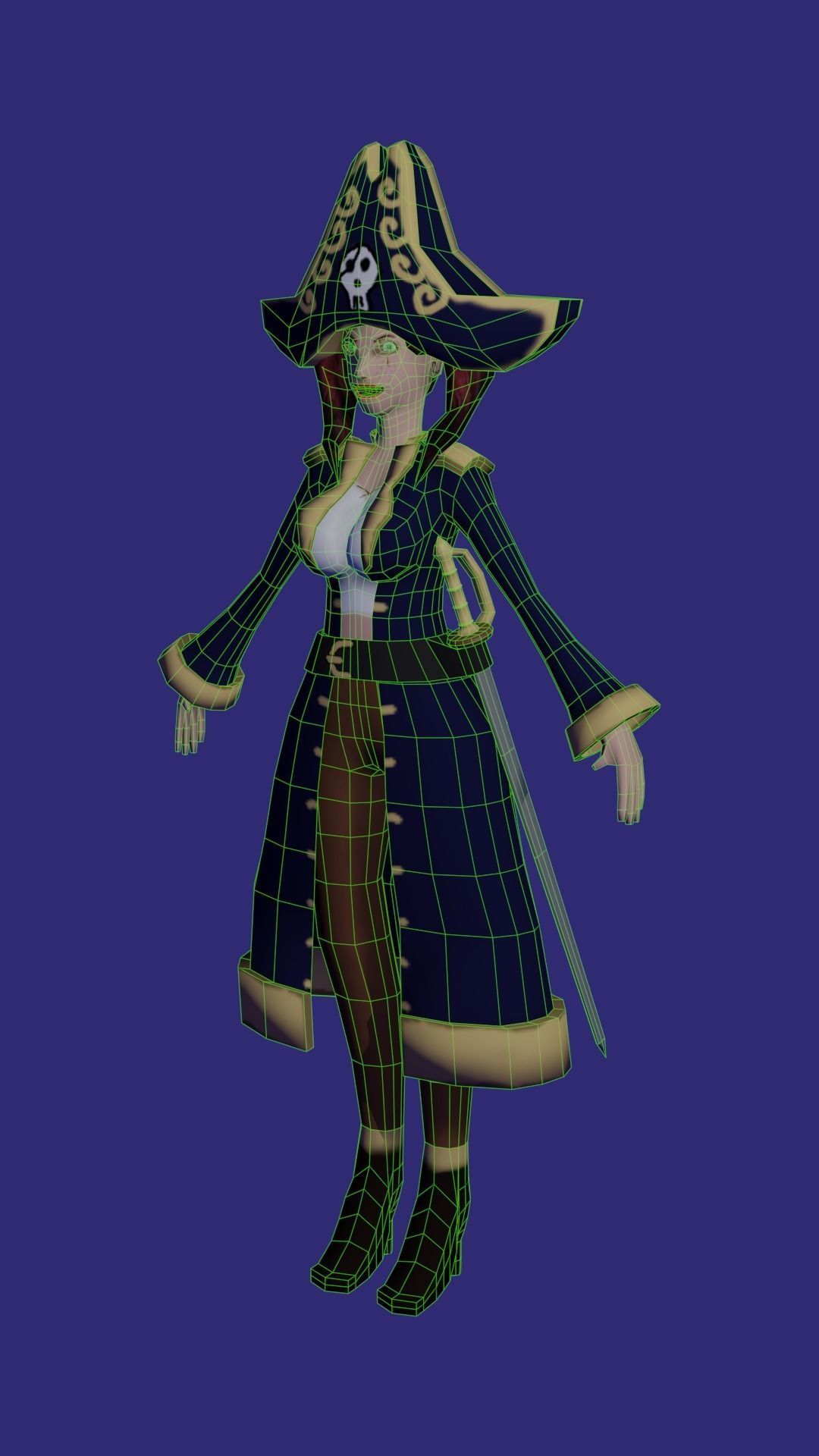Pirate Character low-poly 3D model_2