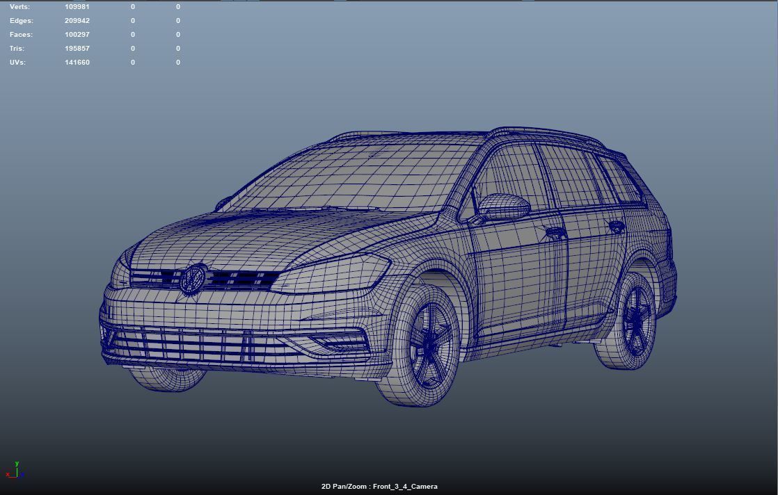 2018 volkswagen golf sportwagen Low-poly 3D model_5