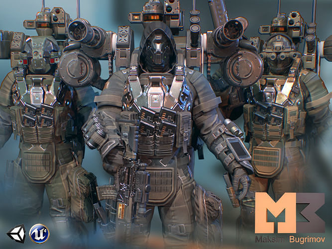 Elite Soldiers Pack Low-poly 3D model