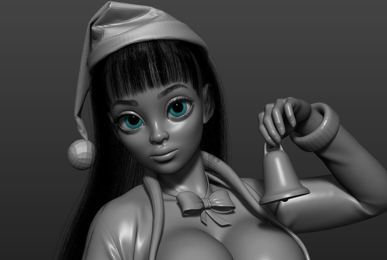 3D Santa Claus Girl anime Low-poly 3D model_15