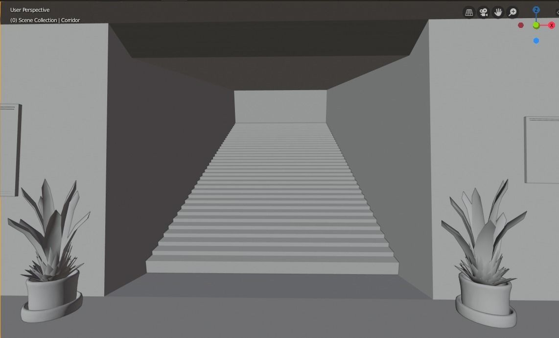 Corridor hallway with wooden flooring and lighting Free 3D model_2