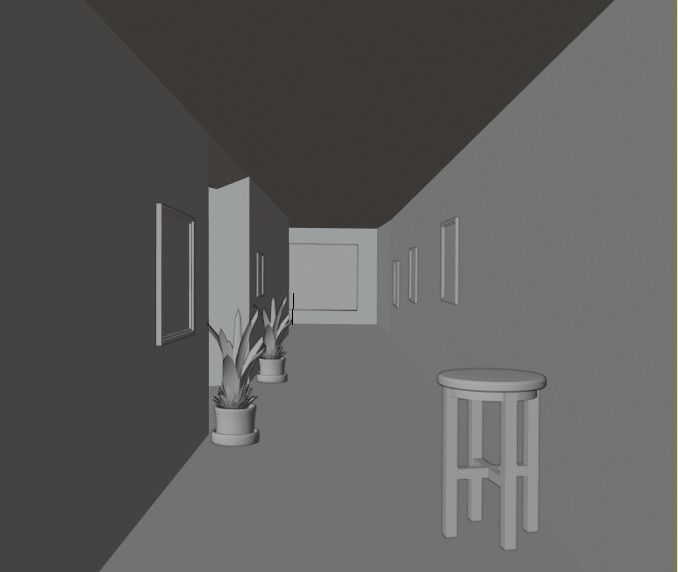 Corridor hallway with wooden flooring and lighting Free 3D model_1