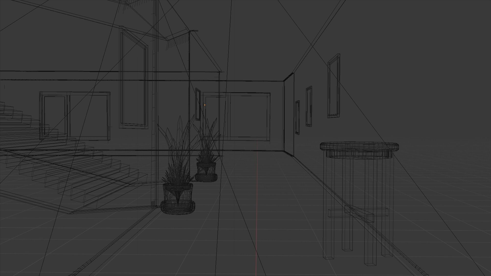 Corridor hallway with wooden flooring and lighting Free 3D model_5