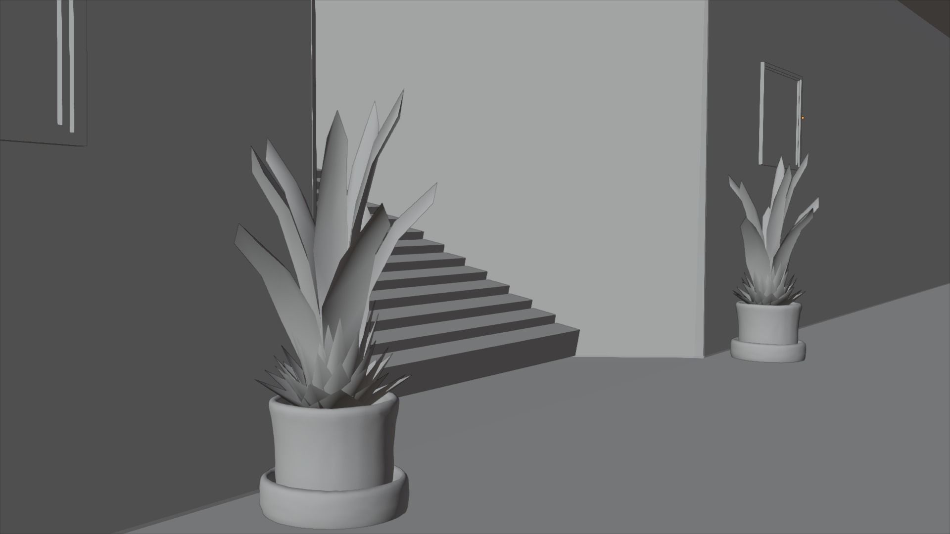 Corridor hallway with wooden flooring and lighting Free 3D model_4