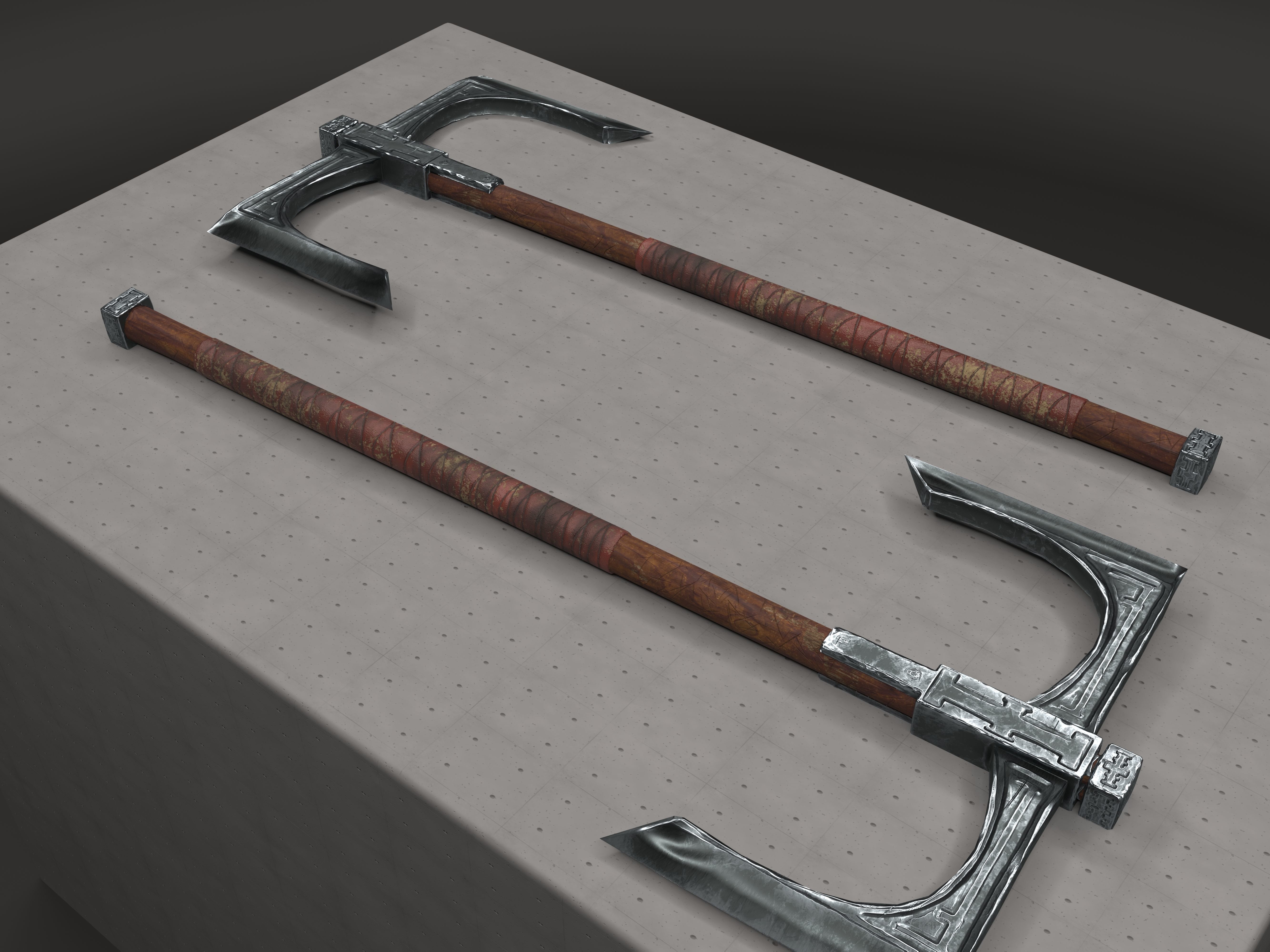 Cult Old Battle-Axe Low-poly 3D model_5