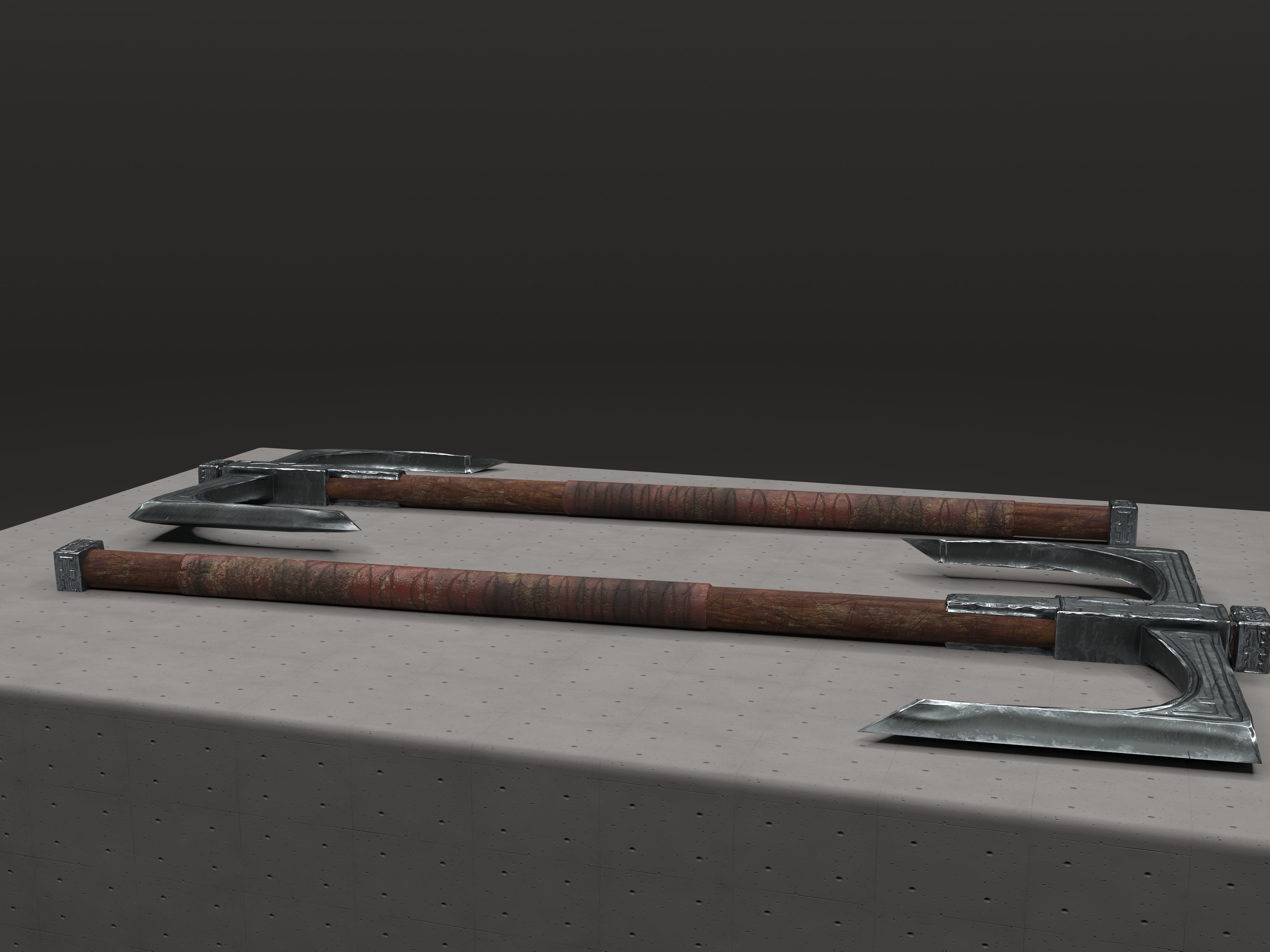 Cult Old Battle-Axe Low-poly 3D model_11