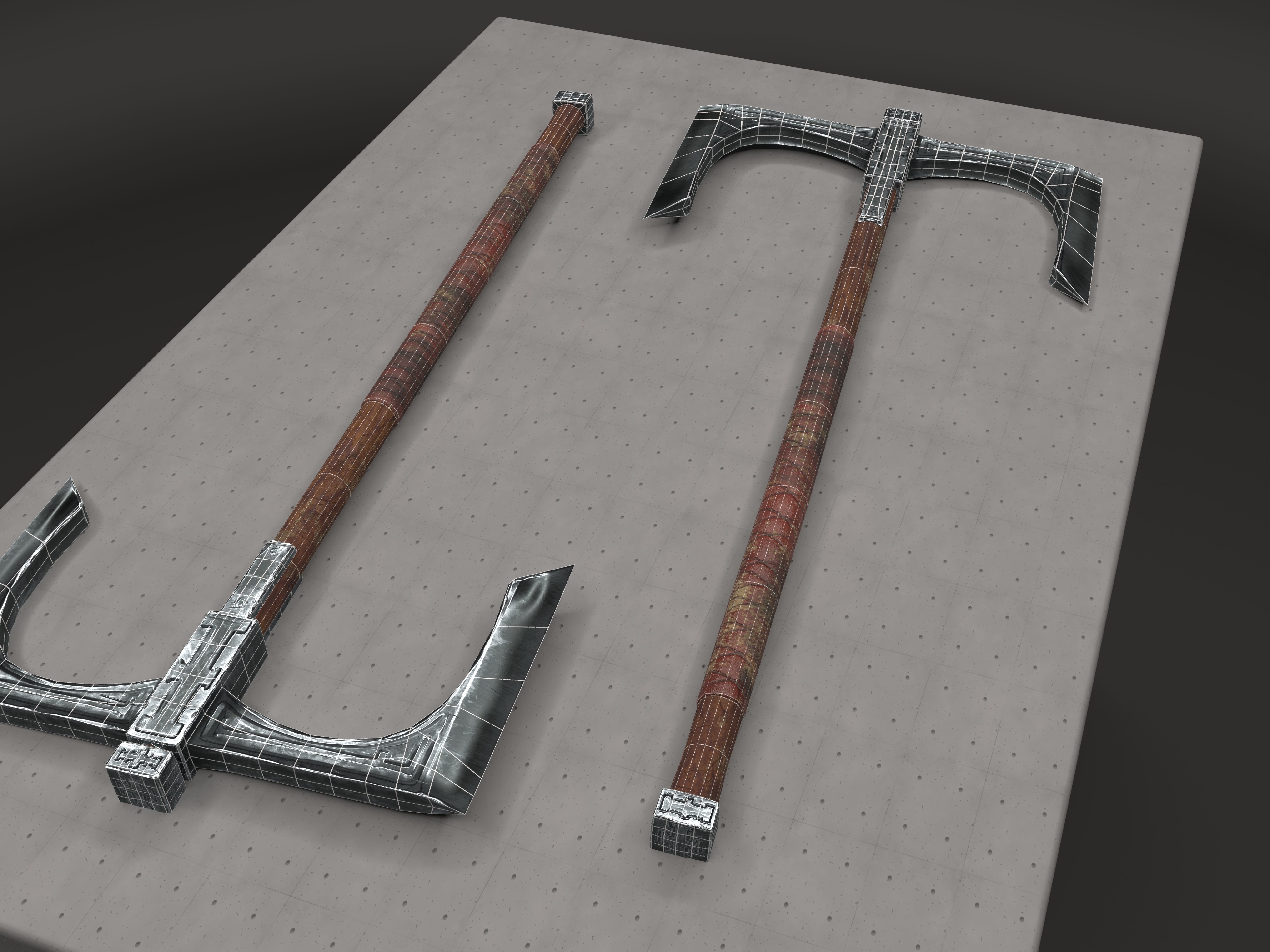 Cult Old Battle-Axe Low-poly 3D model_16