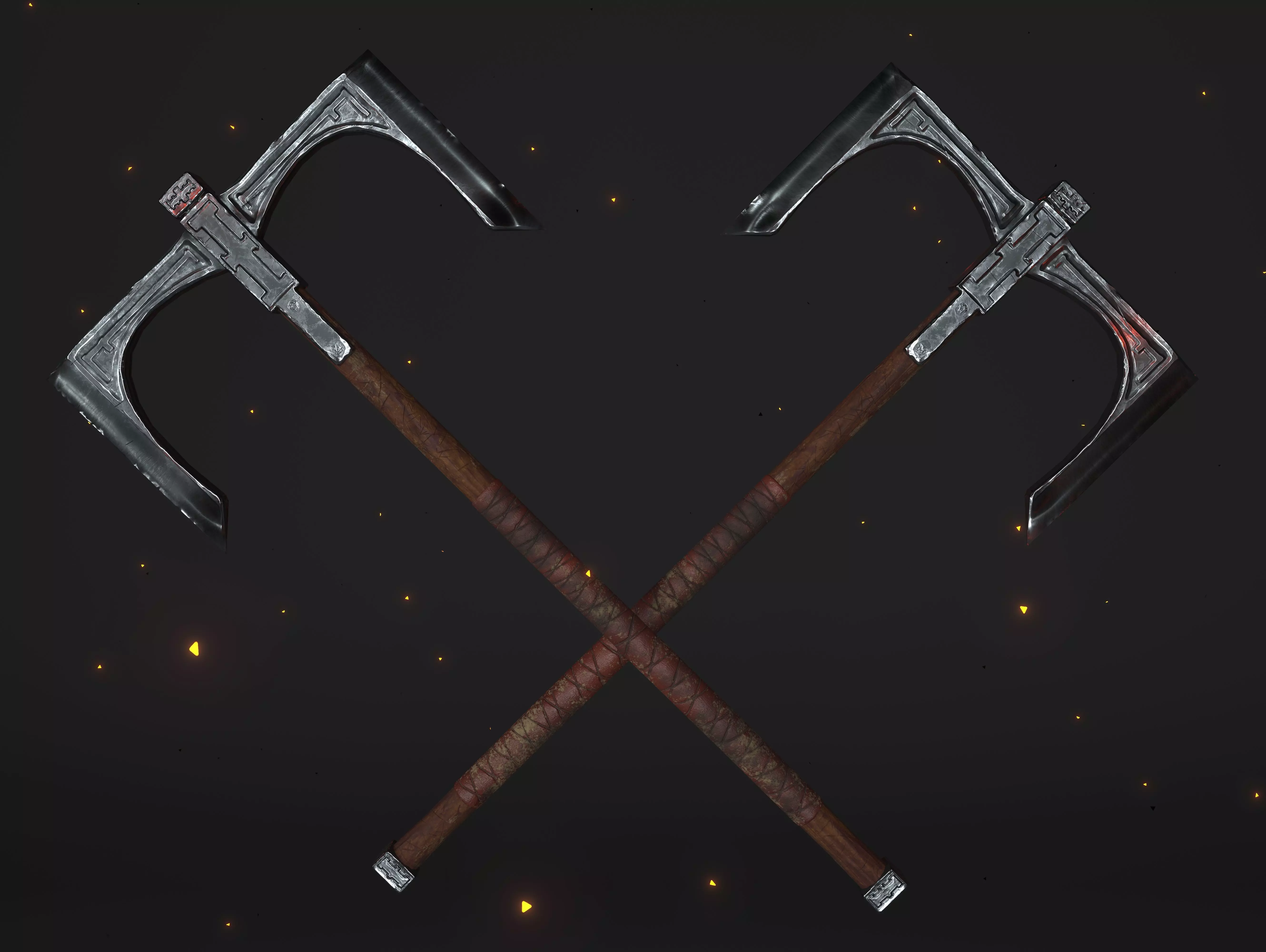Cult Old Battle-Axe Low-poly 3D model_0