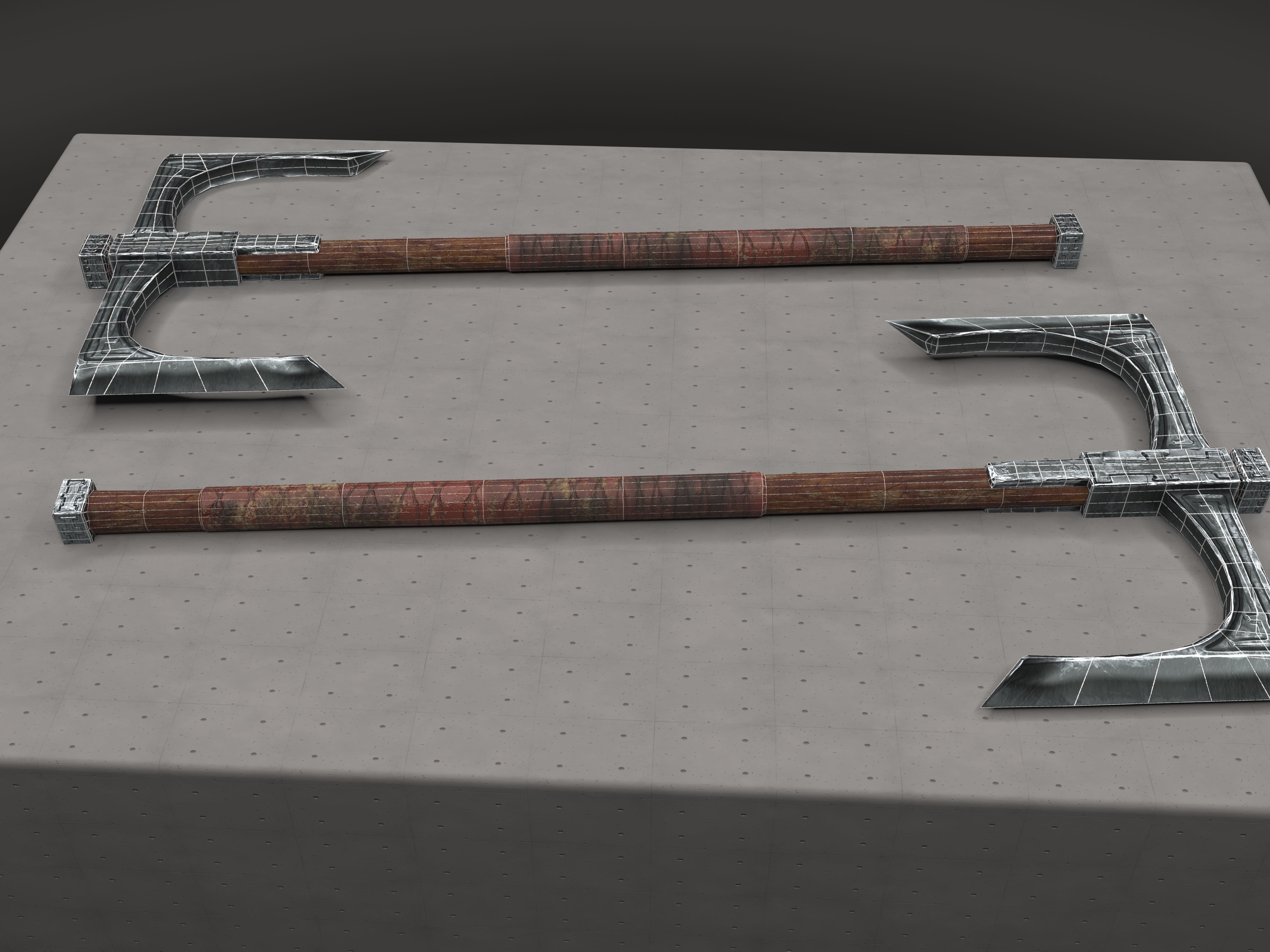 Cult Old Battle-Axe Low-poly 3D model_12