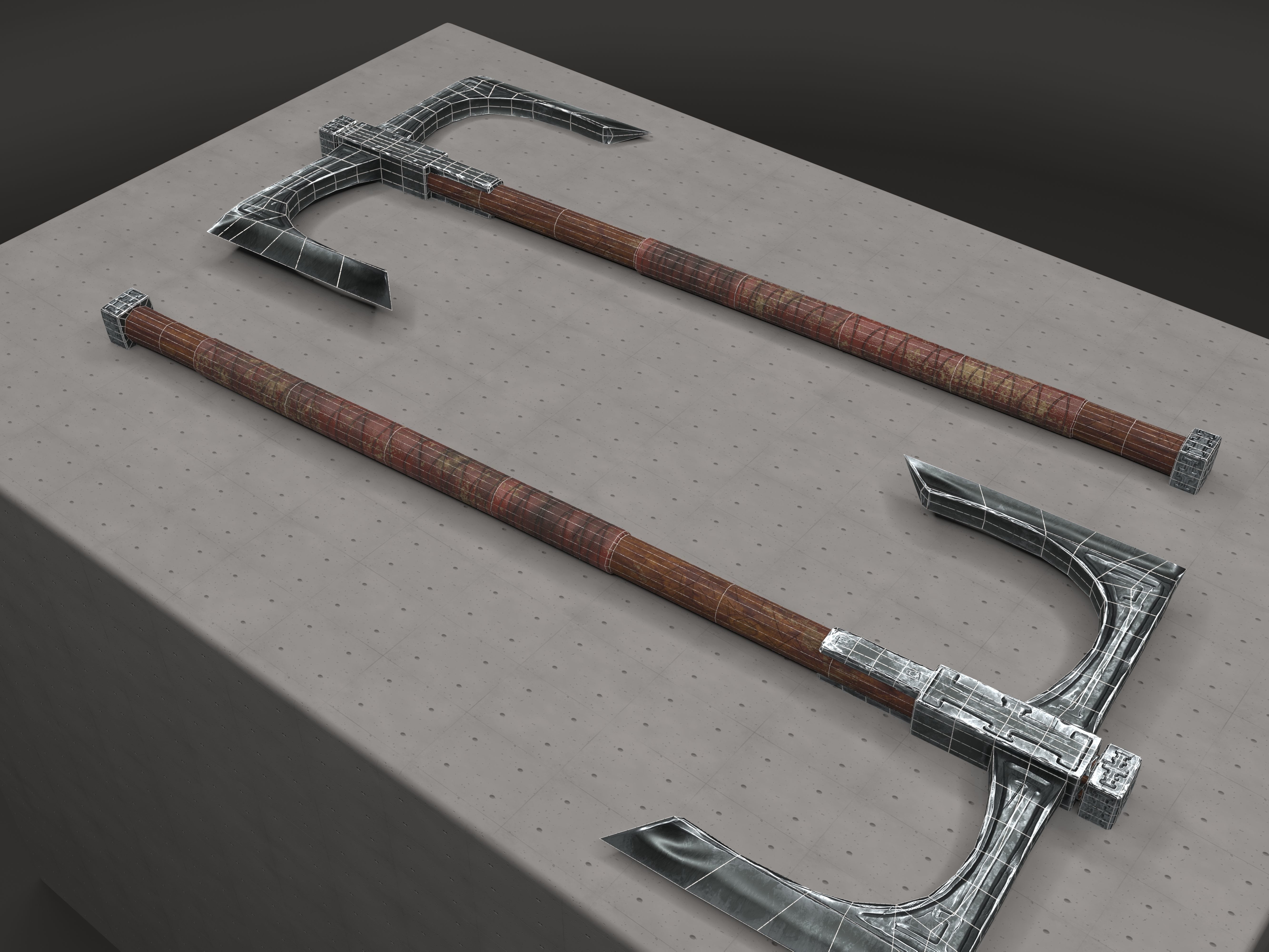 Cult Old Battle-Axe Low-poly 3D model_15