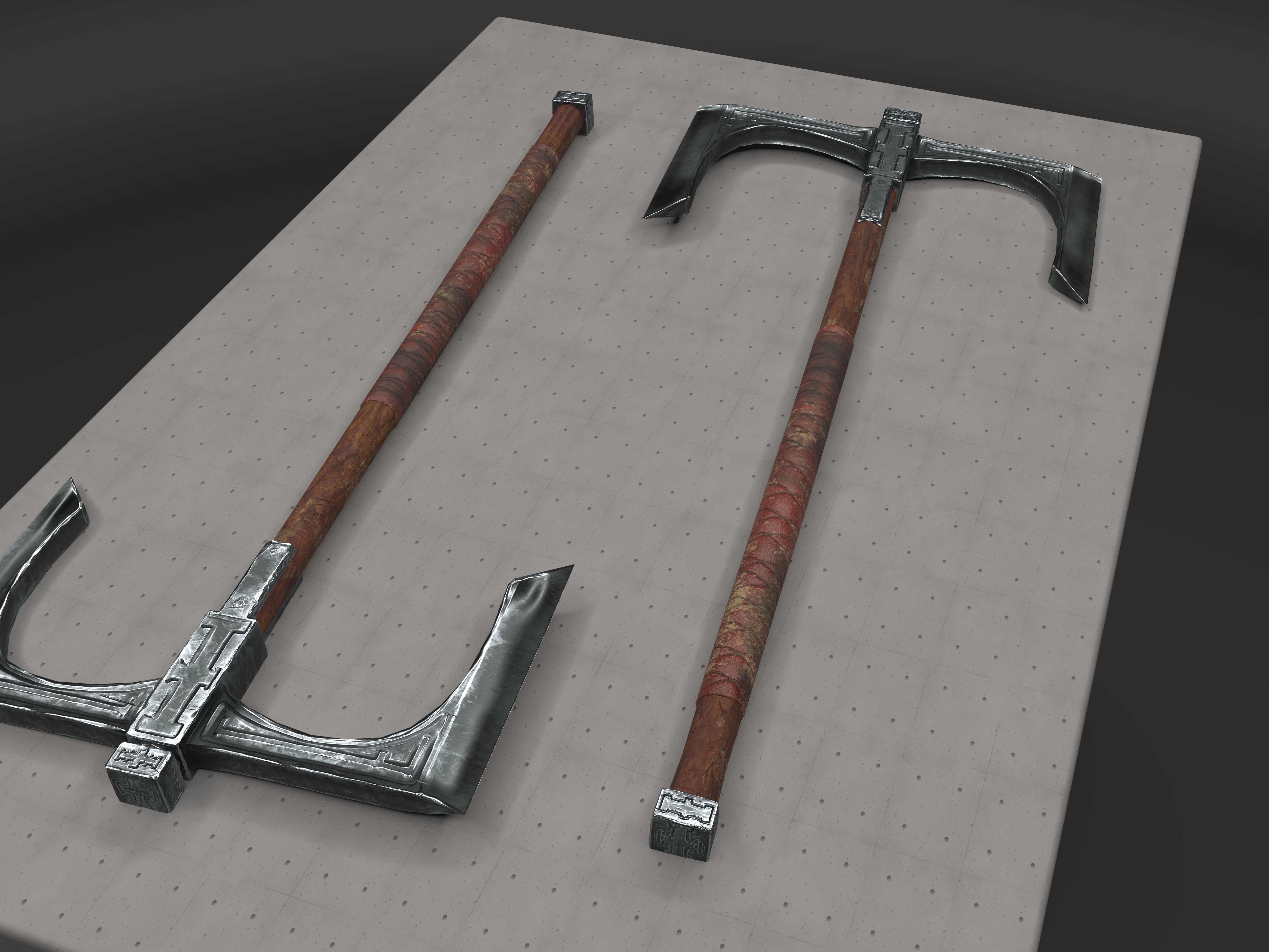 Cult Old Battle-Axe Low-poly 3D model_6