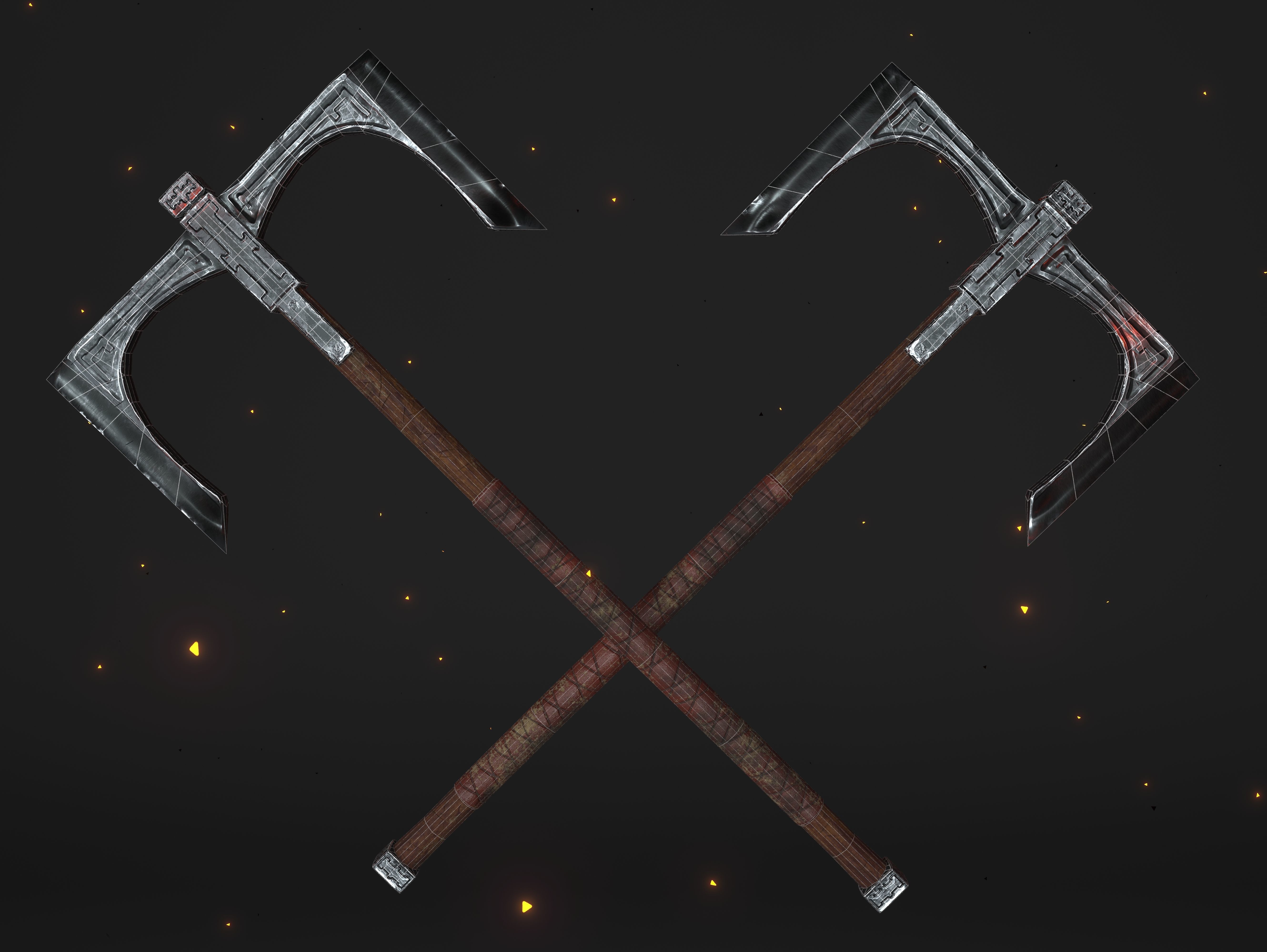 Cult Old Battle-Axe Low-poly 3D model_1