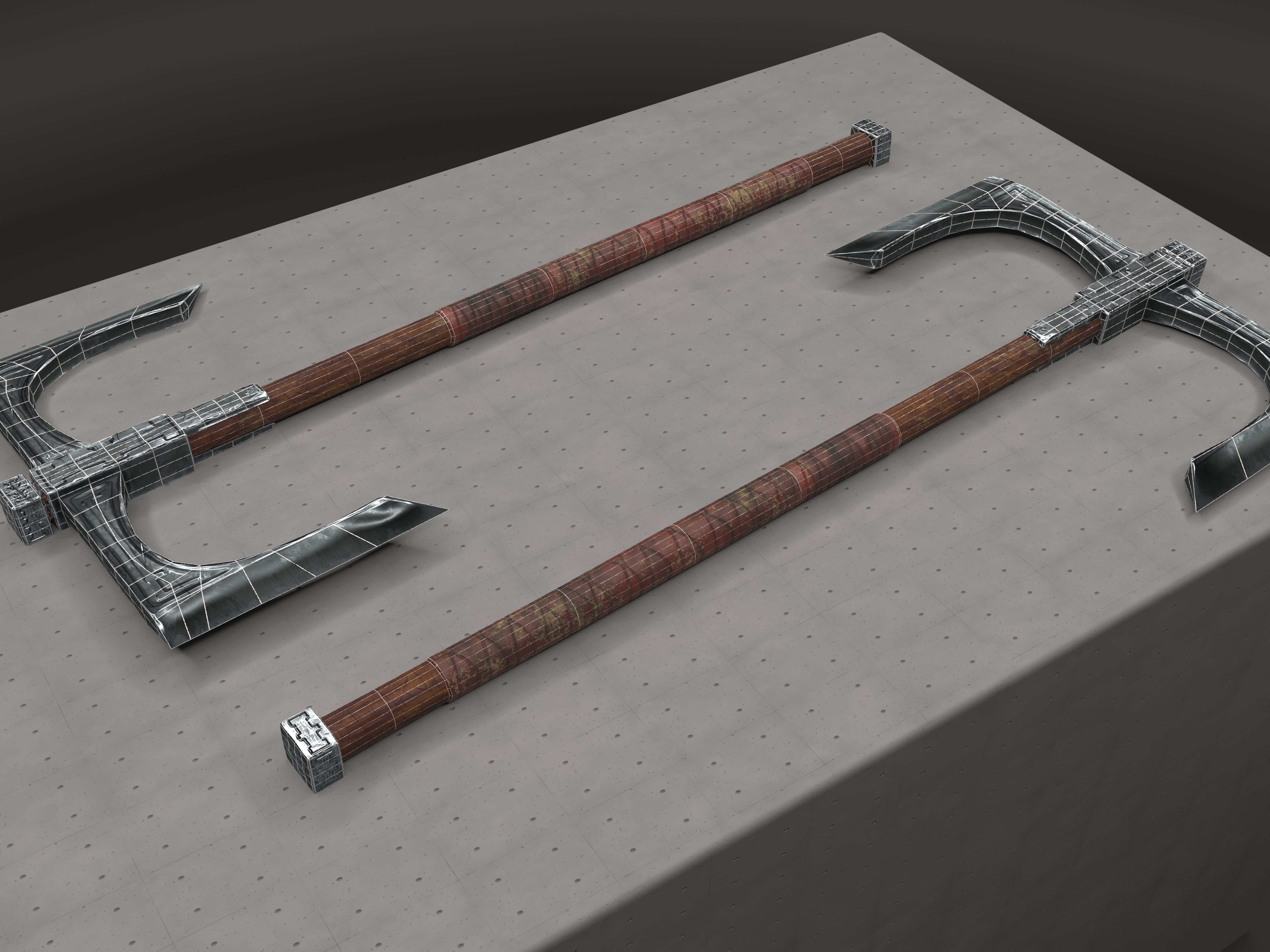 Cult Old Battle-Axe Low-poly 3D model_14