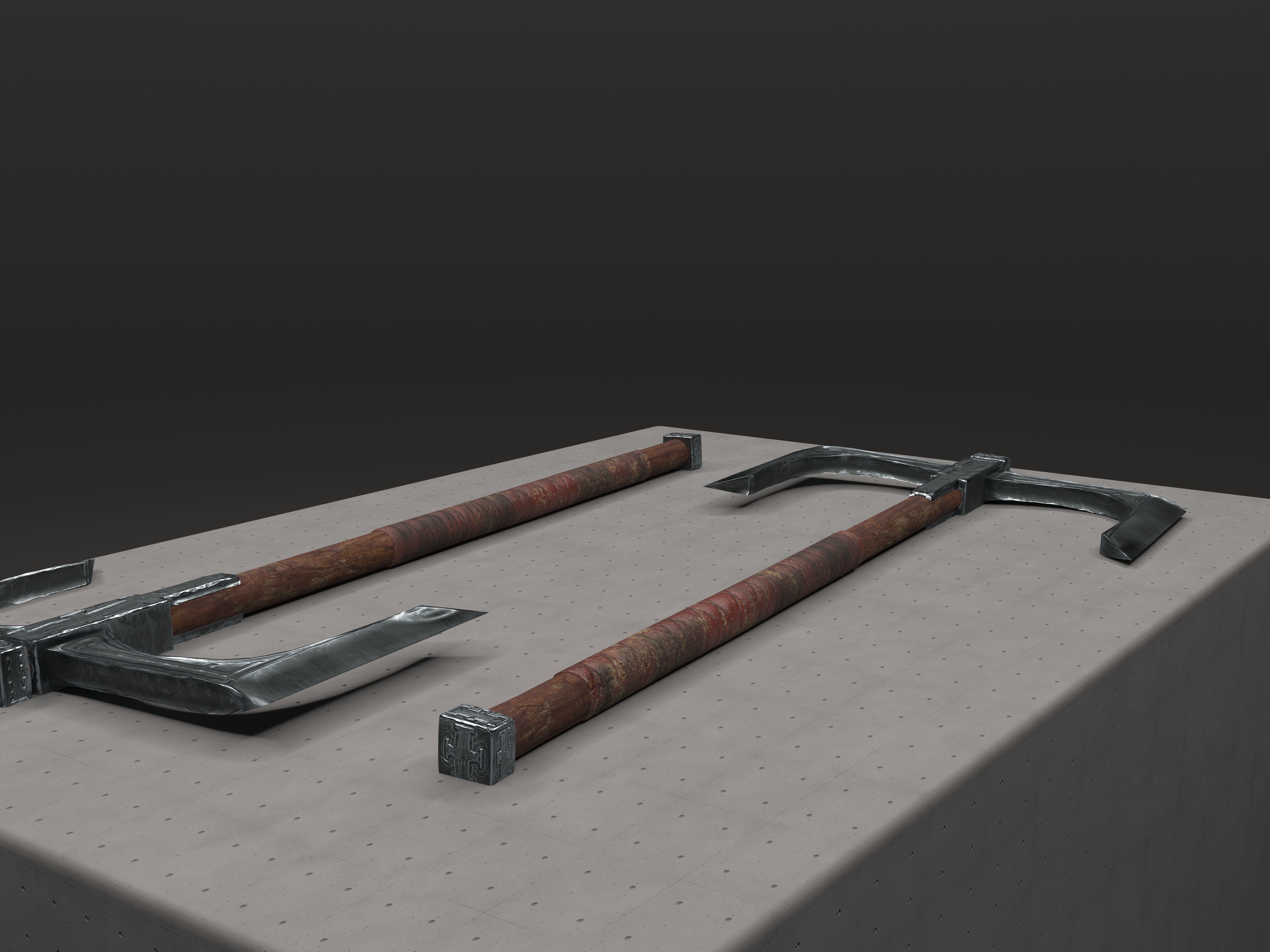 Cult Old Battle-Axe Low-poly 3D model_10