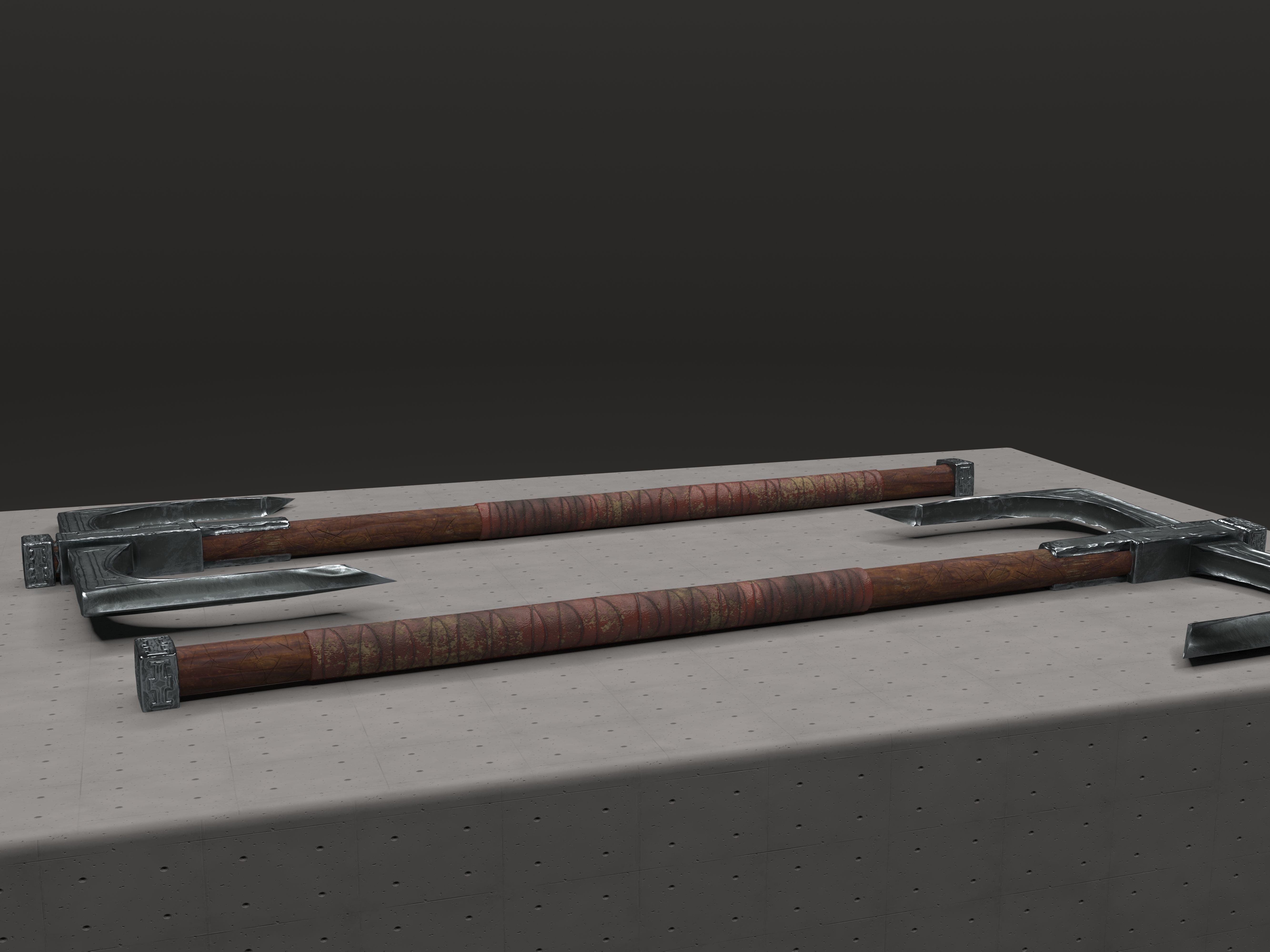 Cult Old Battle-Axe Low-poly 3D model_8