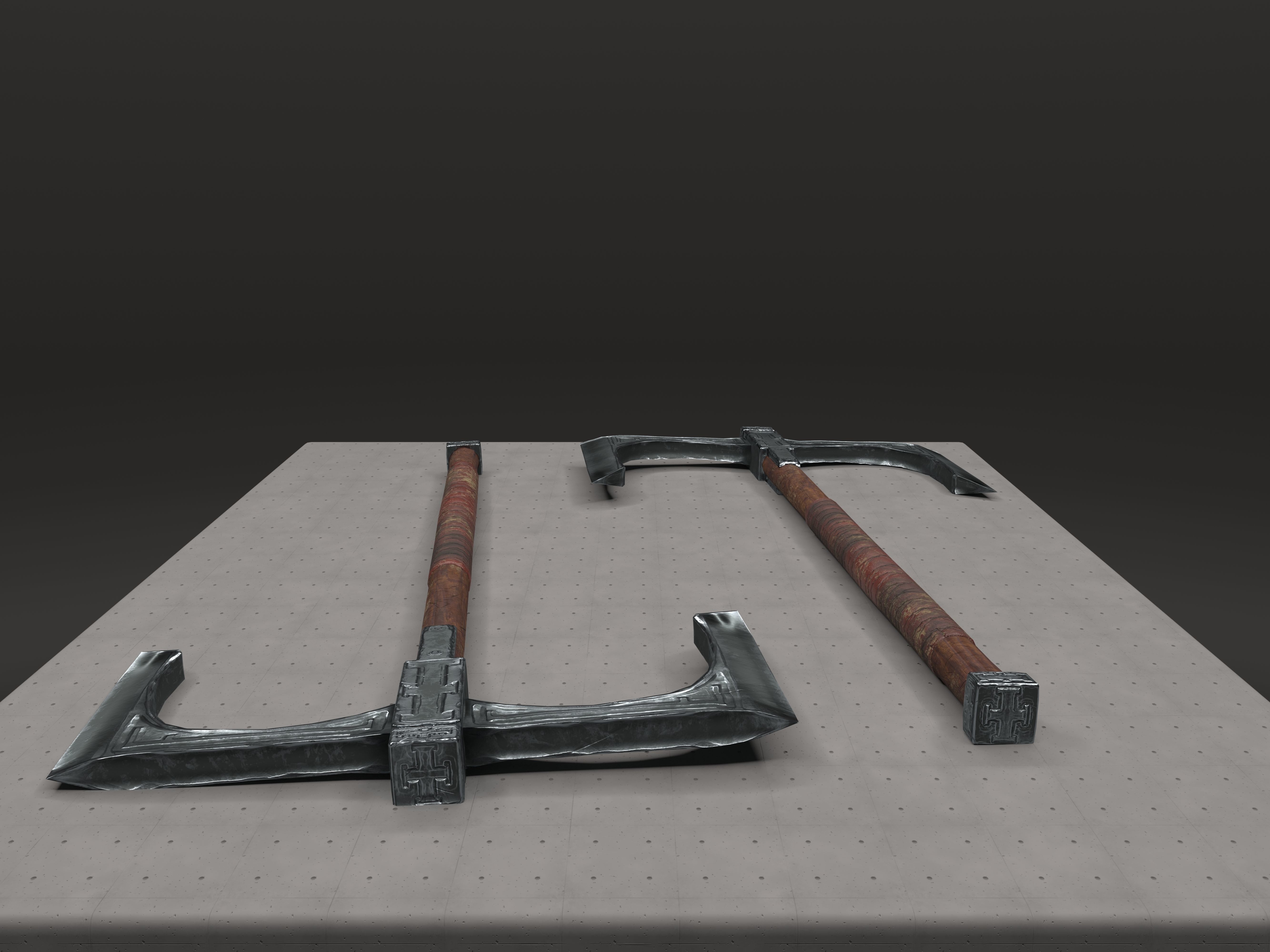 Cult Old Battle-Axe Low-poly 3D model_7