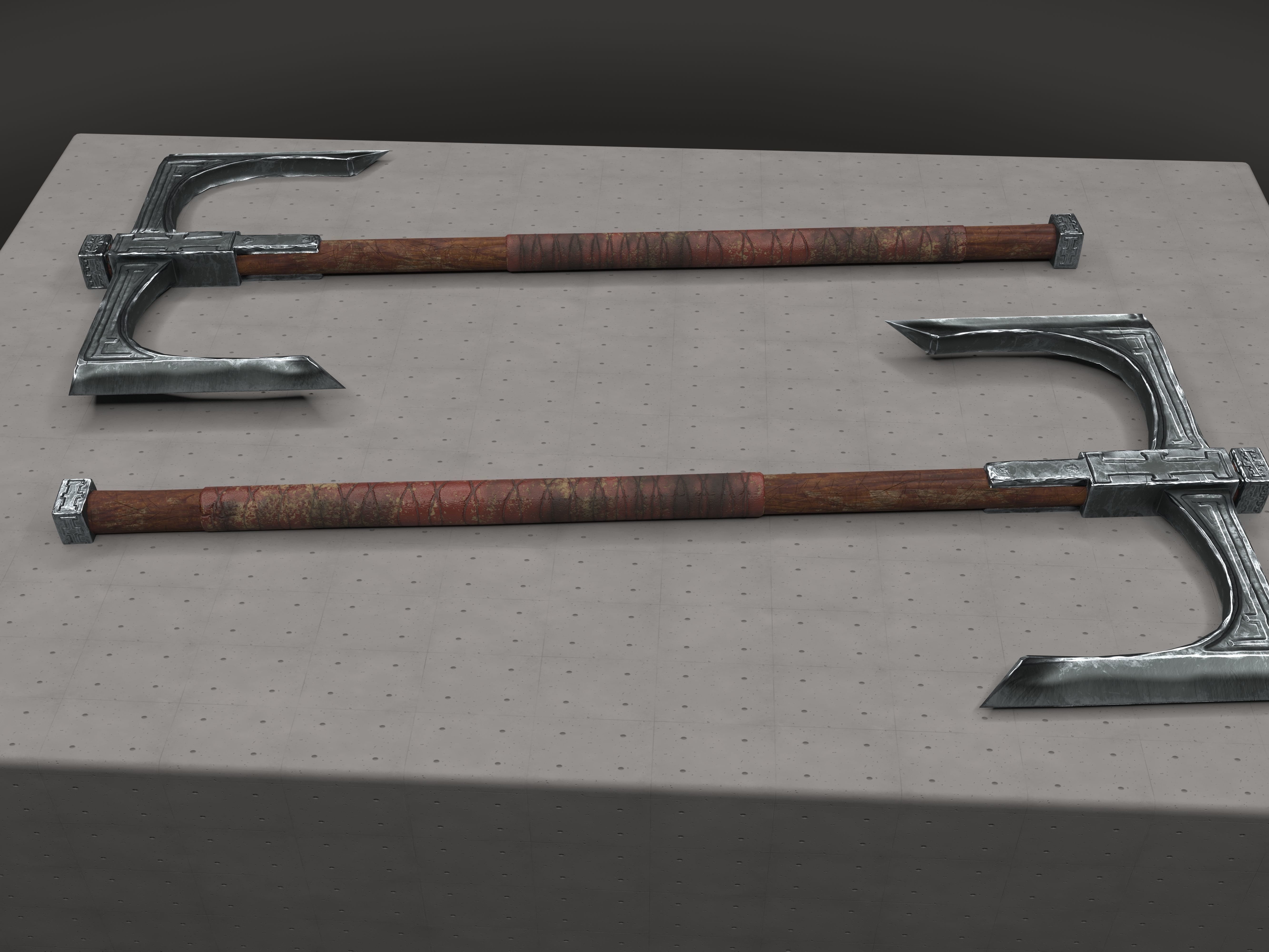 Cult Old Battle-Axe Low-poly 3D model_2