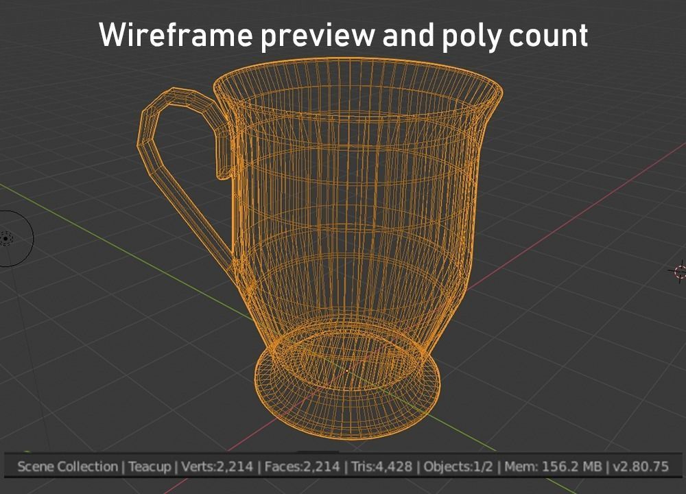 Teatime cup and saucer with flowers 3D model_5