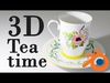 Teatime cup and saucer with flowers 3D model_1