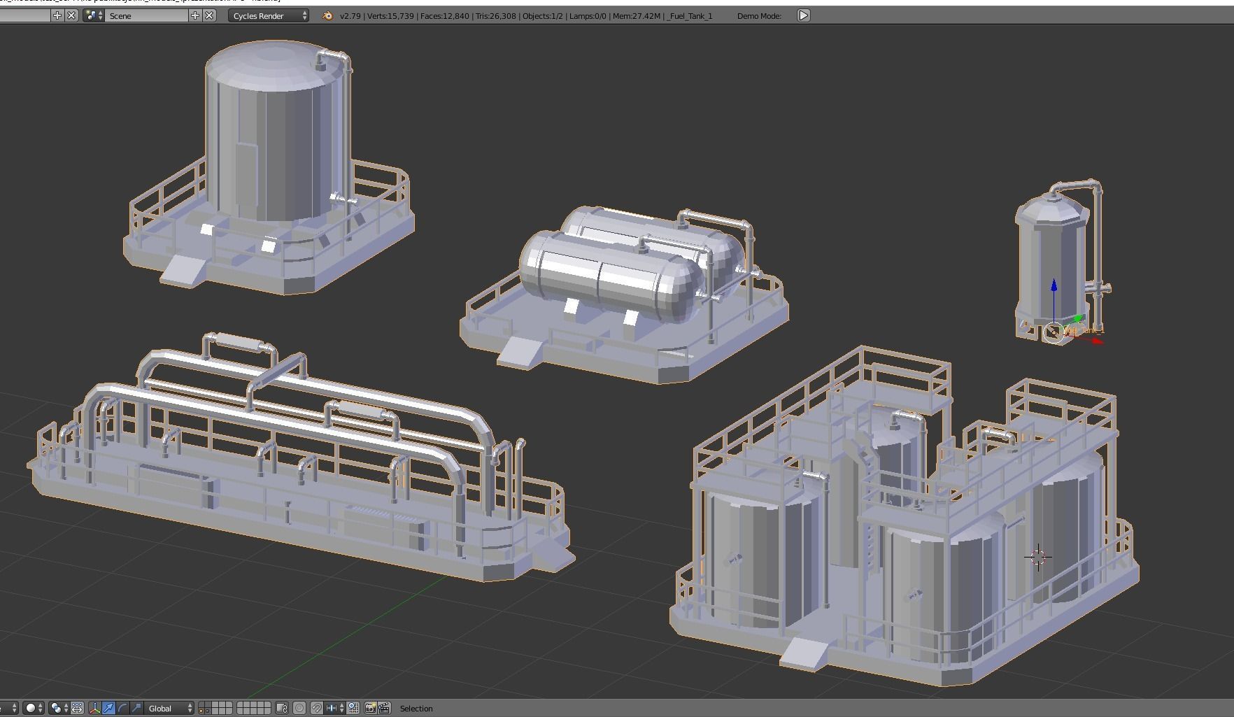 Fuel Tank 4-X Free low-poly 3D model_9