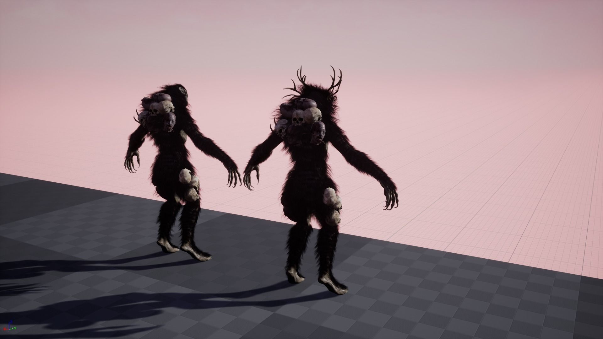 Wendigo werewolf in woods Low-poly 3D model_20