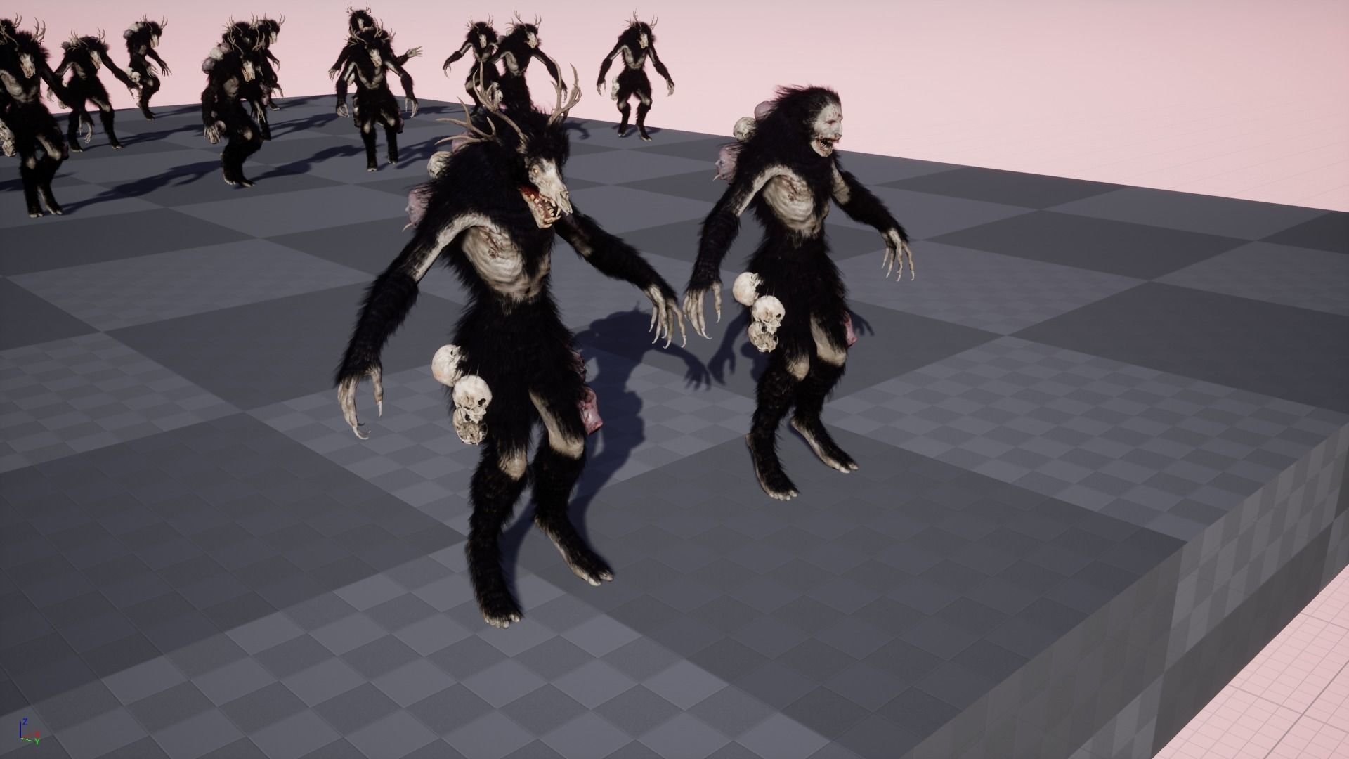 Wendigo werewolf in woods Low-poly 3D model_16