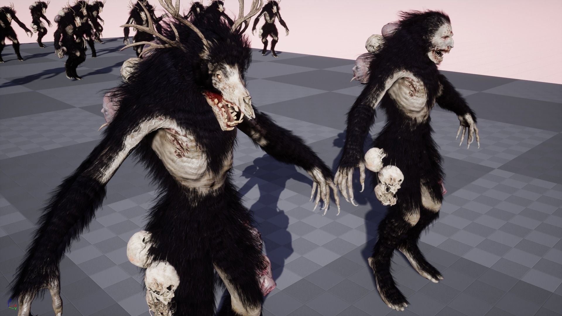 Wendigo werewolf in woods Low-poly 3D model_17