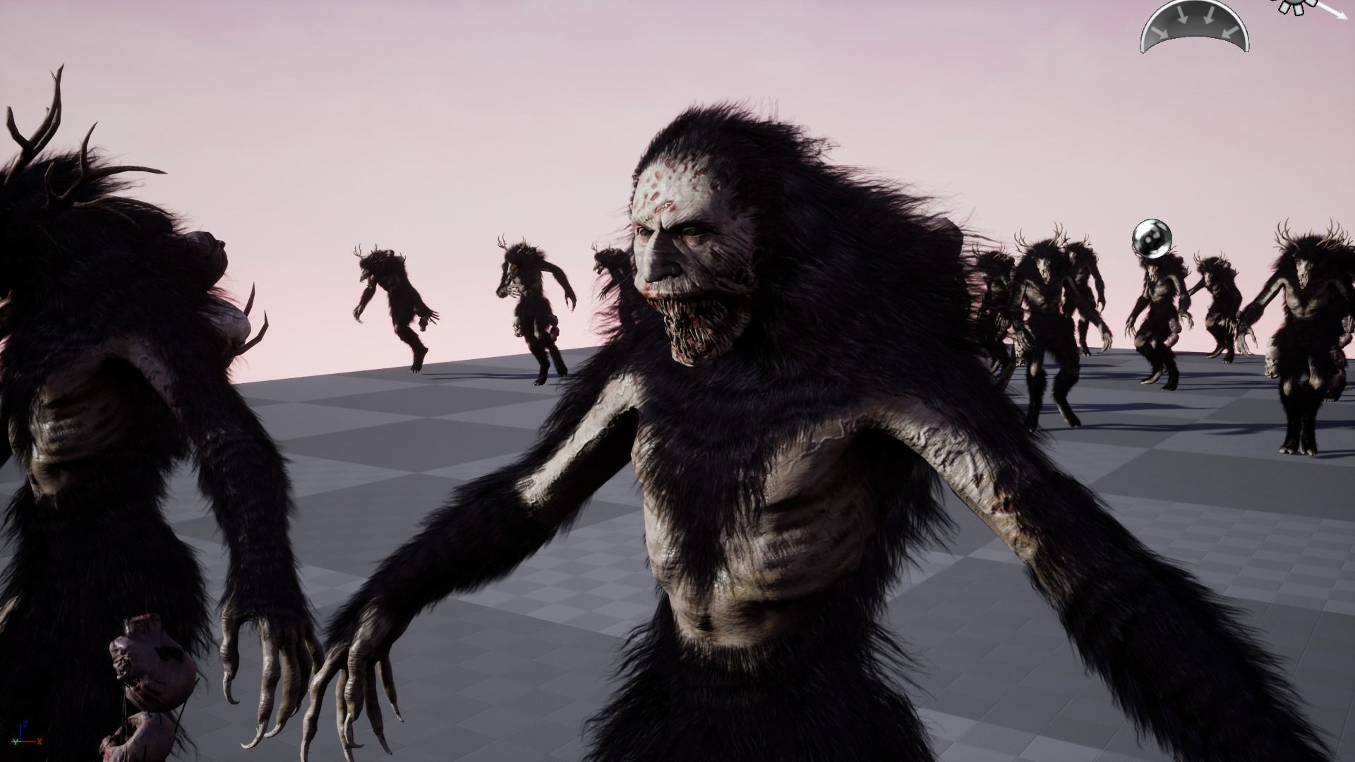 Wendigo werewolf in woods Low-poly 3D model_19