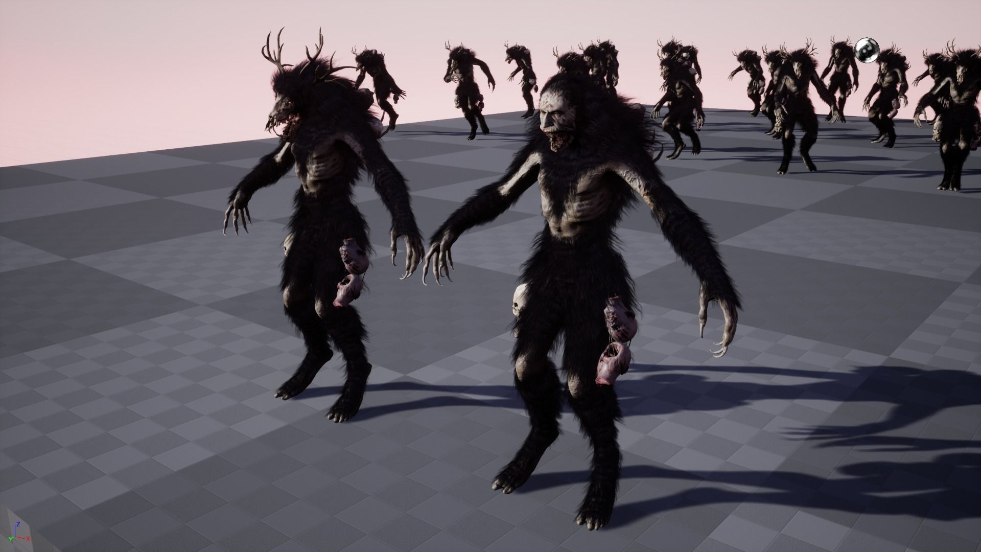 Wendigo werewolf in woods Low-poly 3D model_18