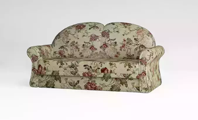 Floral Fabric Sofa Low-poly 3D model