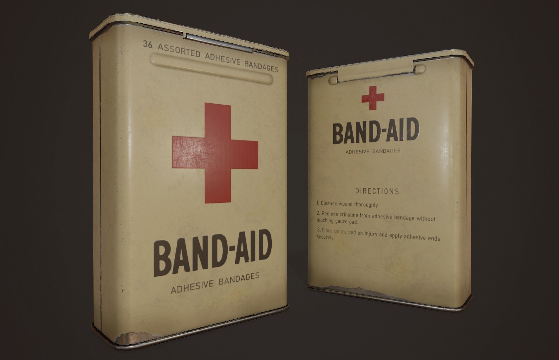 Vintage First Aid Kit - PBR Game Ready Low-poly 3D model_5