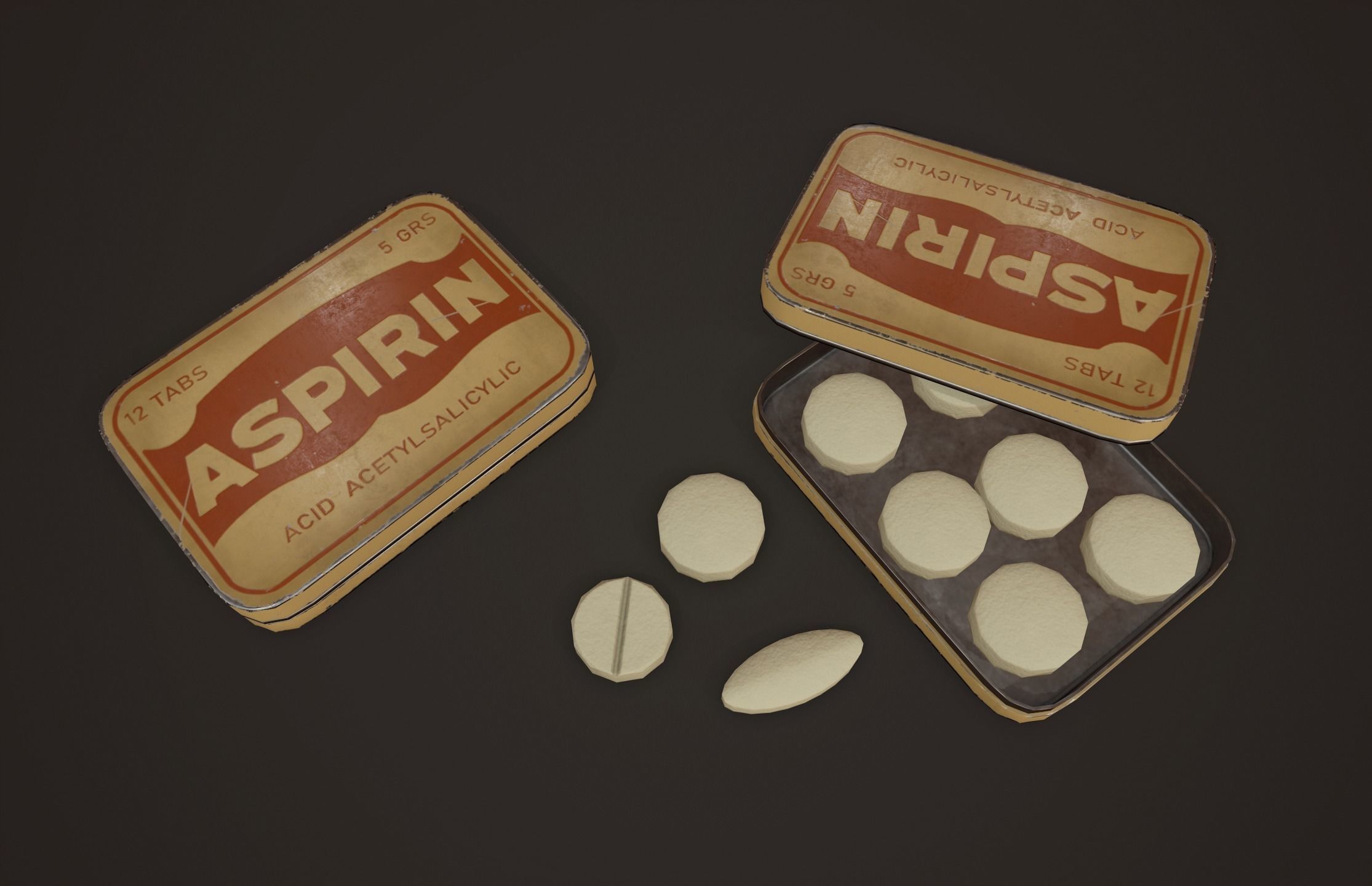 Vintage First Aid Kit - PBR Game Ready Low-poly 3D model_7