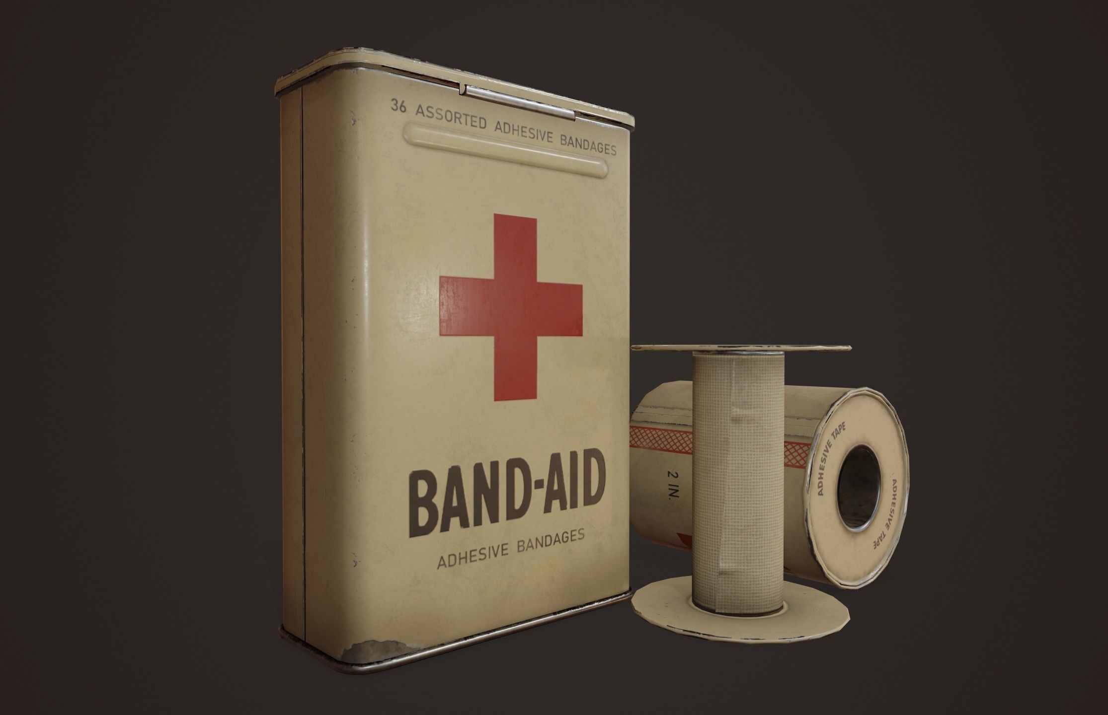 Vintage First Aid Kit - PBR Game Ready Low-poly 3D model_4