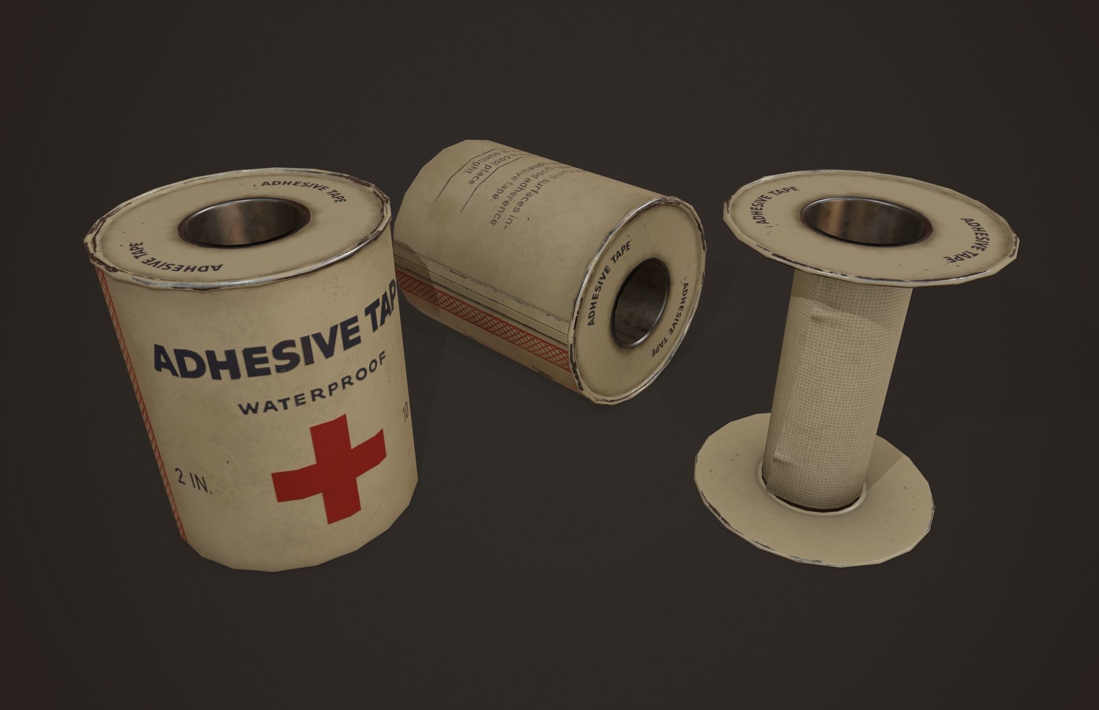 Vintage First Aid Kit - PBR Game Ready Low-poly 3D model_6