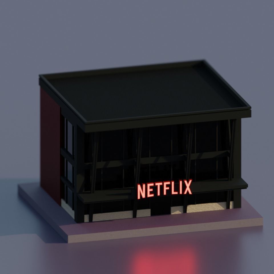 Netflix Movie Theater Low-poly 3D model_1