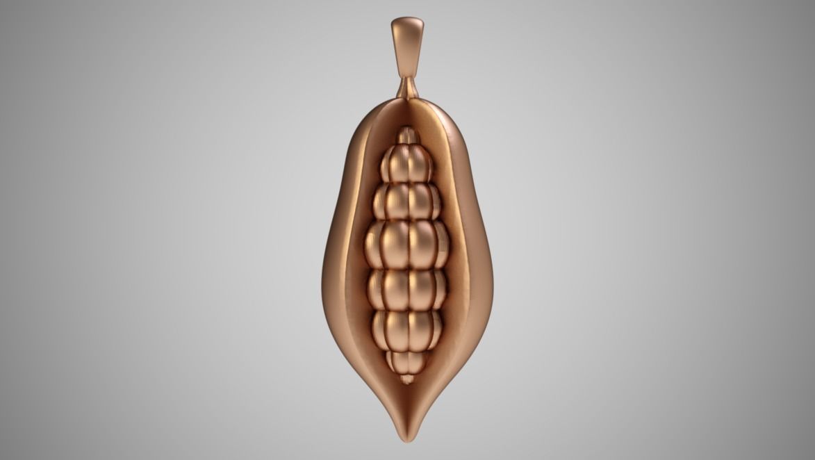 Cocoa Bean Necklace 3D print model_1