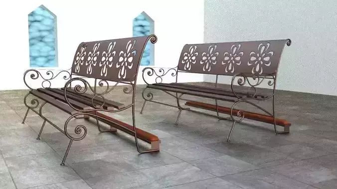 Wrought iron bech church 3D model