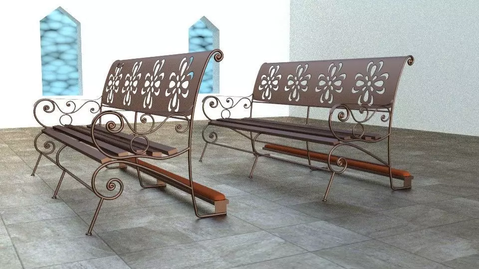 Wrought iron bech church 3D model