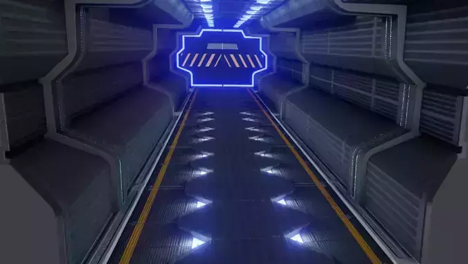 Elegant sci-fi spaceship corridor