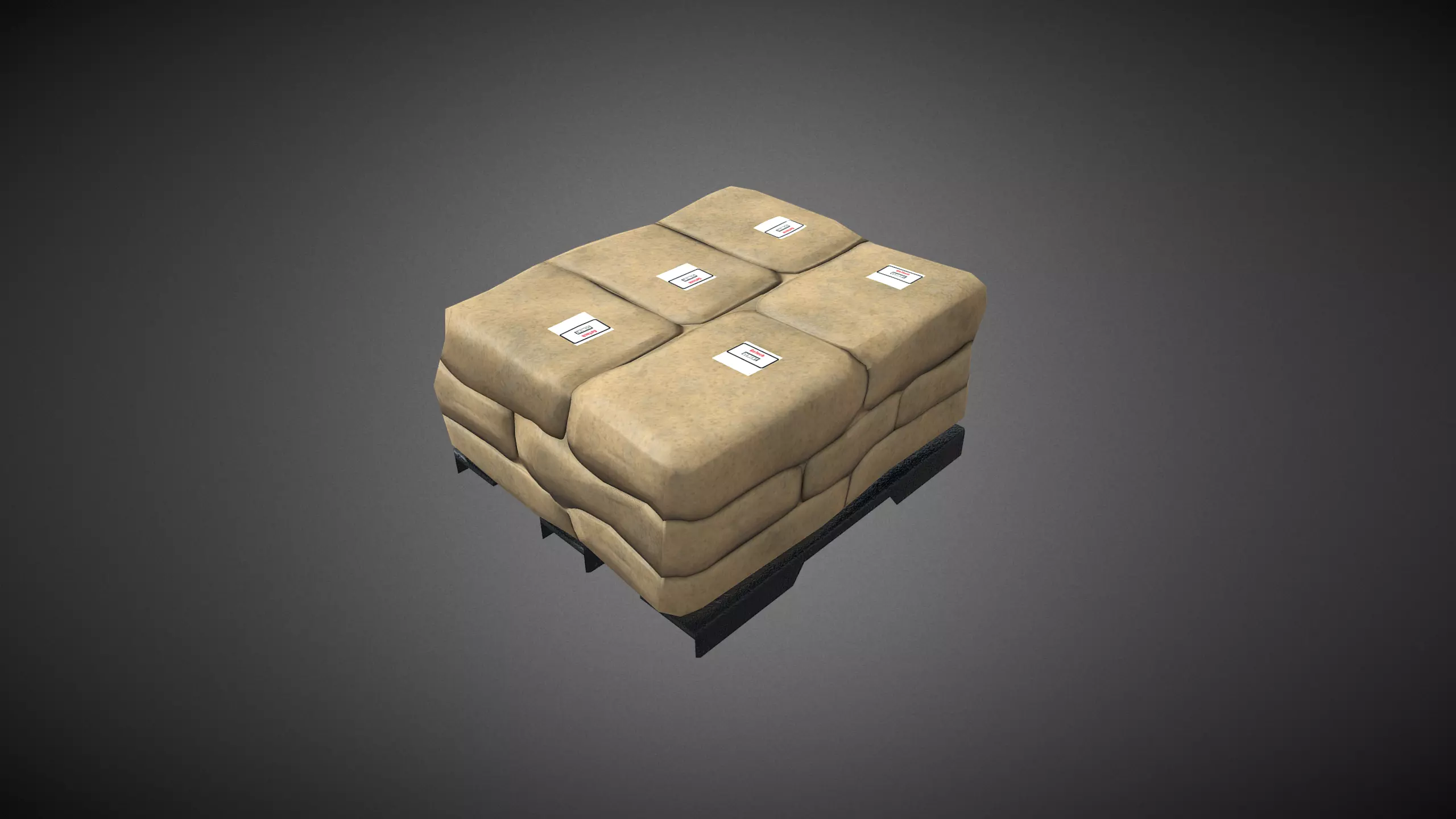 Cement Bag Stack Low Poly Low-poly 3D model_0