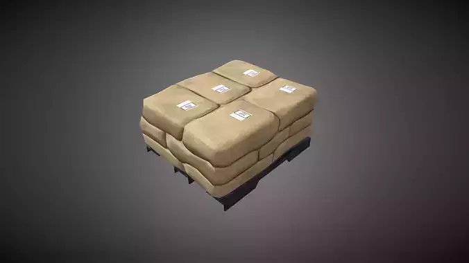 Cement Bag Stack Low Poly Low-poly 3D model