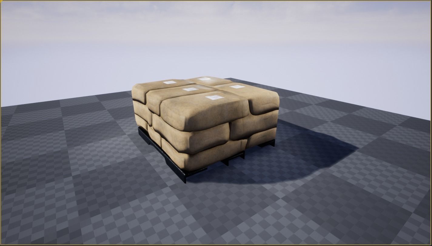 Cement Bag Stack Low Poly Low-poly 3D model_1
