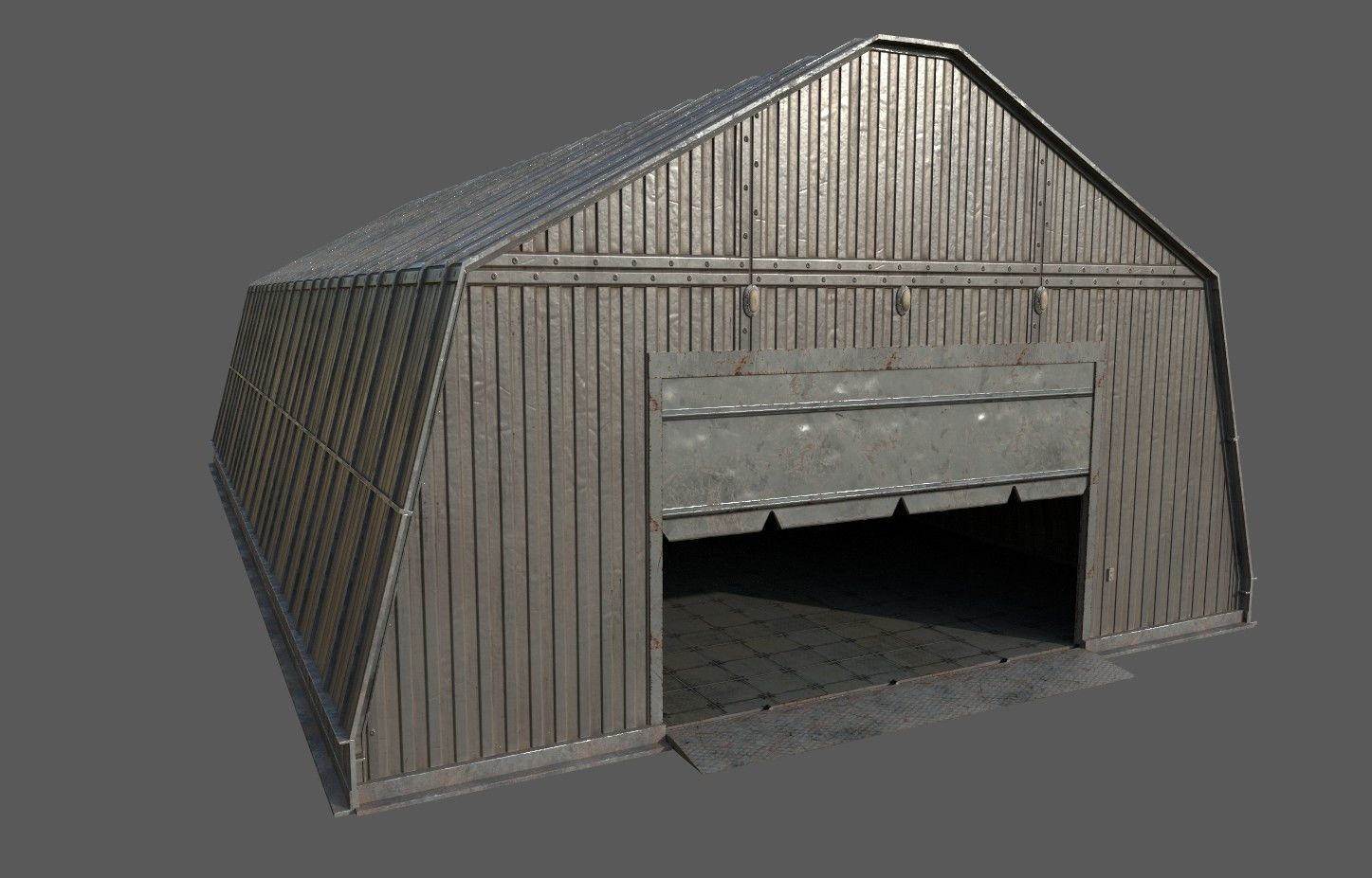 Military Hangar 01 Low-poly 3D model_1