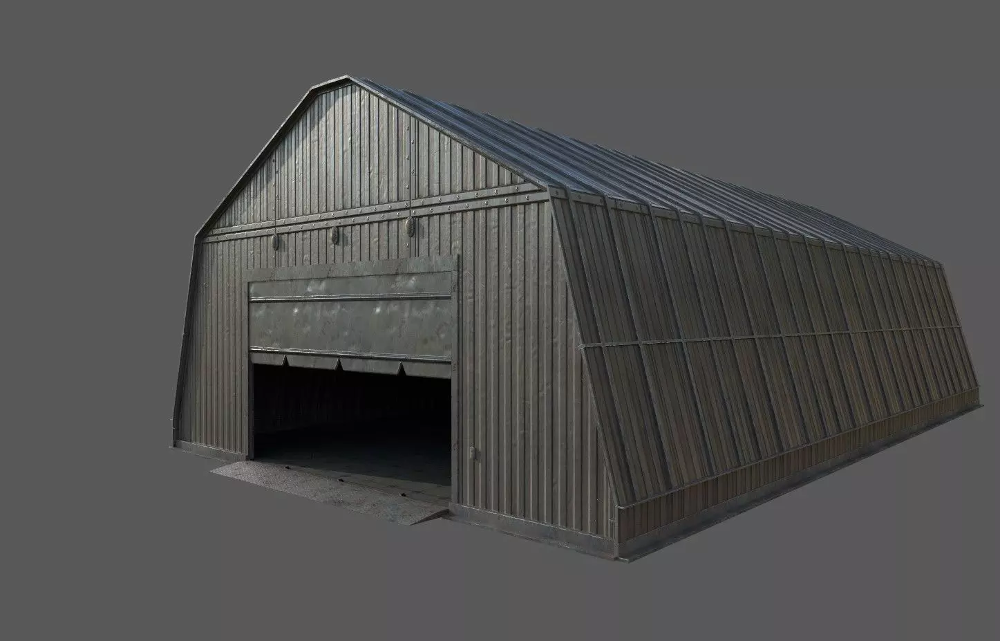 Military Hangar 01 Low-poly 3D model_0
