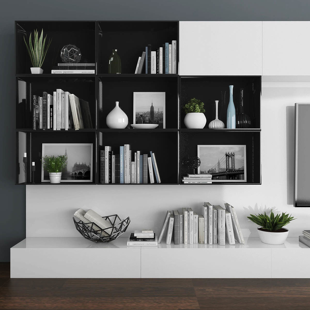 Tv stand Low-poly 3D model_2