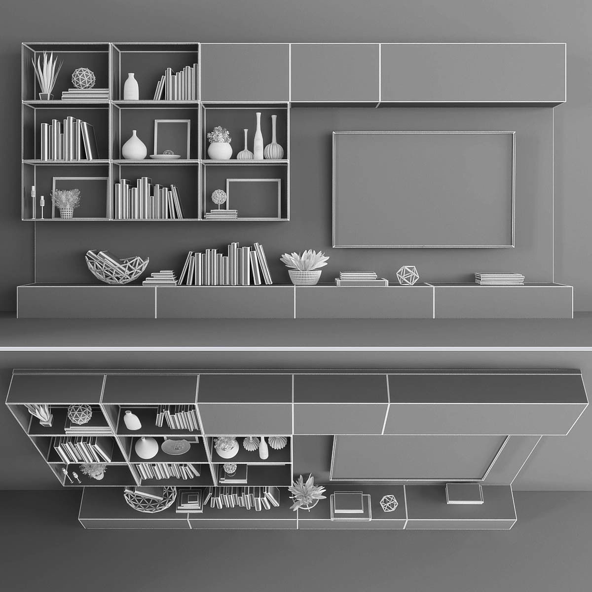 Tv stand Low-poly 3D model_1